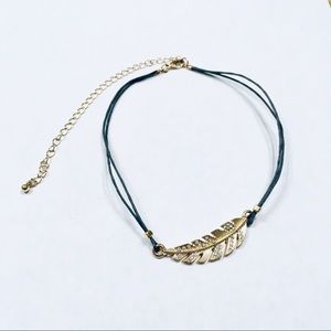 Lane Bryant Golden Feather Hippie choker necklace